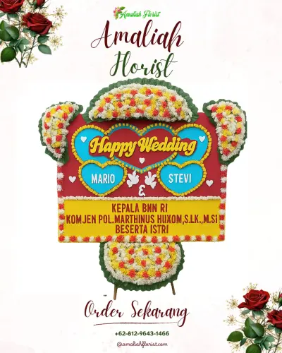 Karangan Papan Bunga Pernikahan di Ciramagirang